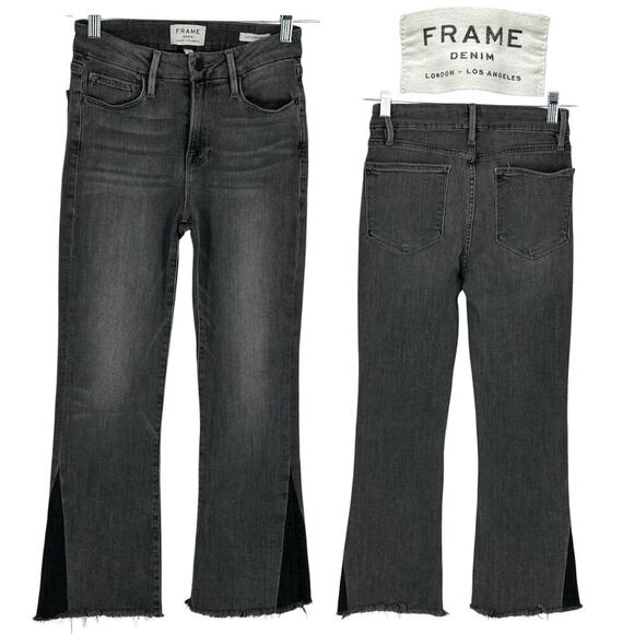 FRAME Le Crop Mini Boot Raw Hem Mermaid Whiskered Jeans Womens Sz 26 Stretch EUC - Picture 1 of 13